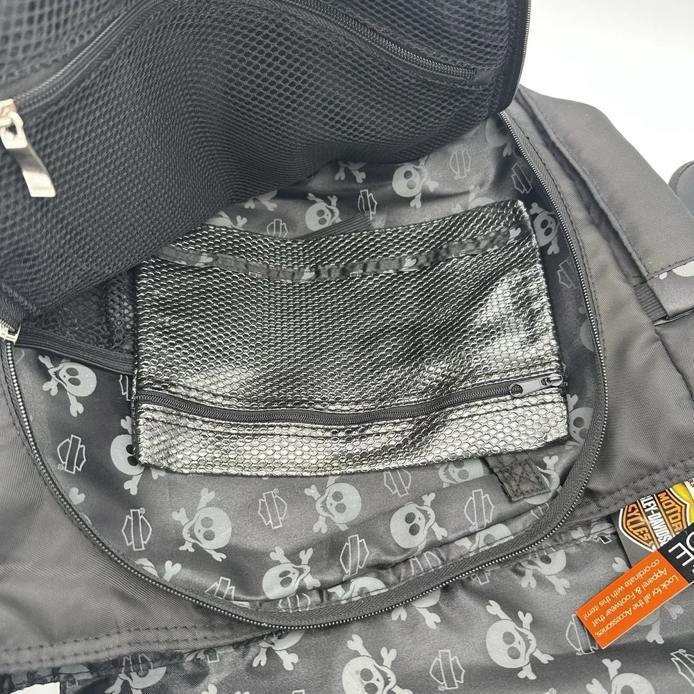 NWT Harley-Davidson Motorcycle Black Diaper Bag Black Skull & Crossbones 17"x14" - Picture 8 of 9